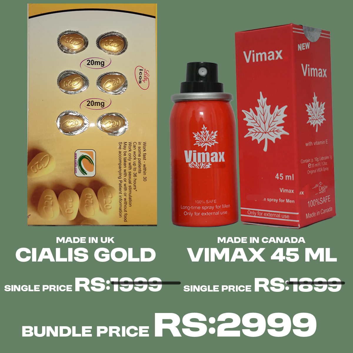 Cialis Gold Film Coated 20mg + Vimax Spray 45 ml